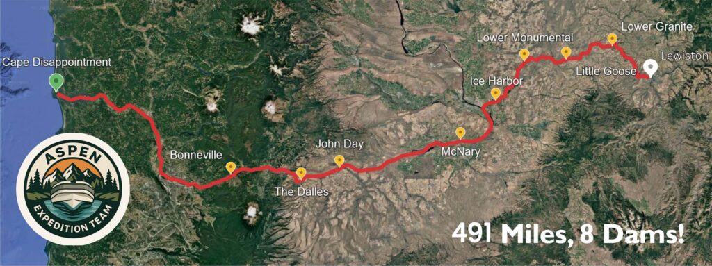 Aspen Columbia River Trip 491 Miles.